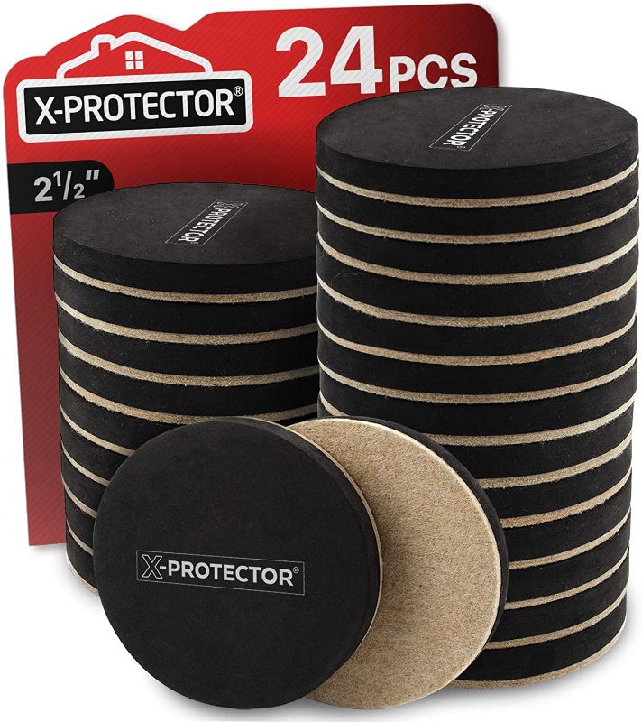 Photo 1 of Felt Furniture Sliders Hardwood Floors X-PROTECTOR 24 PCS 2 1/2 inch Furniture Sliders Heavy Duty Felt Sliders Hard Surfaces Move Your Furniture Easily & Safely!!
