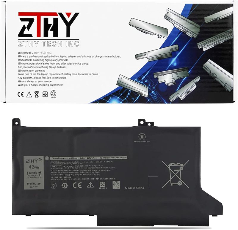 Photo 1 of ZTHY DJ1J0 42Wh 3-Cell Laptop Battery for Dell Latitude 12 7280 7290 E7280 E7290 13 7380 7390 E7380 E7390 14 7480 7490 E7480 E7490 Series P28S P28S001 451-BBZL C27RW PGFX4 ONFOH DJ1JO K8X0T 11.4V
