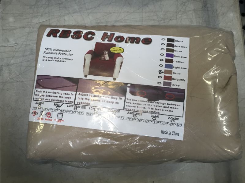 Photo 2 of 78 Inch Sofa Covers Beige - RBSC Home Sofa Cover 100% Waterproof with Anti-Skip Back and Side Pockets for Leather Couch Pets Dogs Cats Washable
