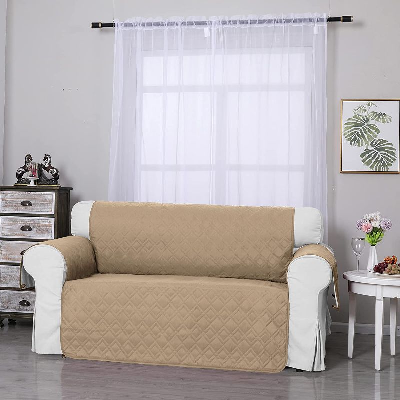 Photo 1 of 78 Inch Sofa Covers Beige - RBSC Home Sofa Cover 100% Waterproof with Anti-Skip Back and Side Pockets for Leather Couch Pets Dogs Cats Washable
