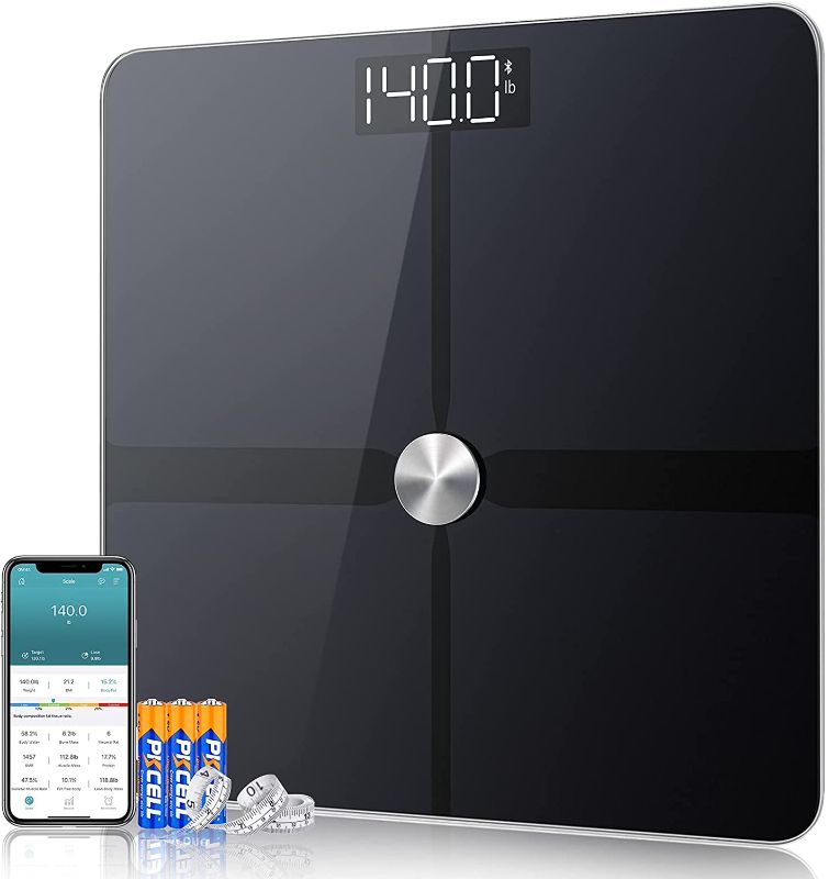 Photo 1 of 1 BY ONE Body Weight Scale, Body Fat Scale, Digital Bathroom Scales, Bluetooth Scale with BMI, Accurate ITO Technology with 14 Measurements, 3 AAA Batteries and Body Tape Measure Included, 400lbs
