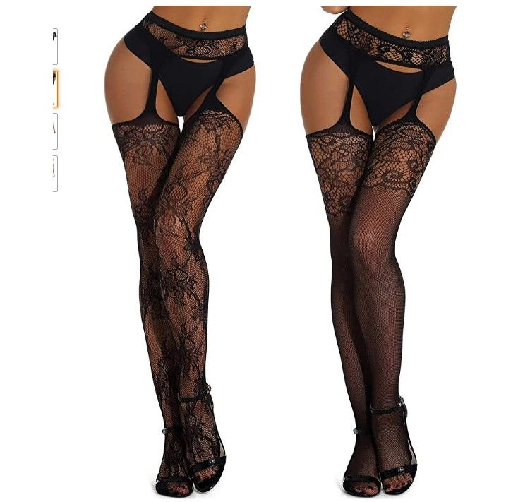 Photo 3 of 2 pairs Net Stockings only one size fits all (4-16) ----  MengPa Women's Net Stockings High Waist Pantyhose for Dance Party
