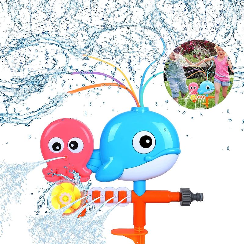 Photo 1 of 2 pack --AOLIGE Sprinkler for Kids Outdoor Play Octopus Splash Water Toys Whale Summer Backyard Toy for Boys Girls
