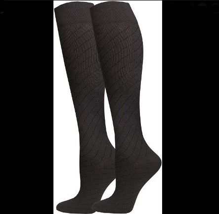 Photo 1 of 3 pack, NuVein 15-20 mmHg Travel Compression Socks for Women & Men to Reduce Swelling, Knee High, Closed Toe, Charcoal, Medium