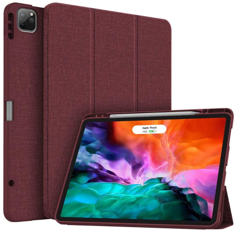 Photo 3 of Soke New iPad Pro 12.9 Case 2020 & 2018 with Pencil Holder - [Full Body Protection + Apple Pencil Charging + Auto Wake/Sleep], Soft TPU Back Cover for 2020 iPad Pro 12.9(Wine)