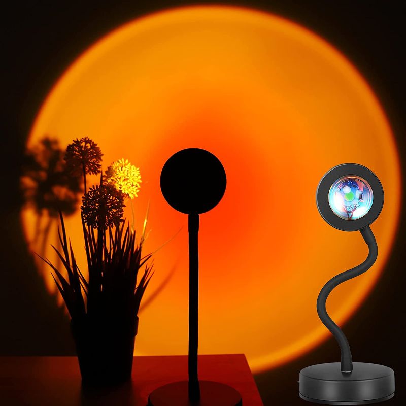 Photo 1 of Sunset Lamp Projector Sunset Projection Lamp, 360 Degree Rotation Rainbow Sunset Light Lamp, Night Light Projector LED Lamp, Romantic Atmosphere Projector for Photography Lighting, Decor -Sunset Red