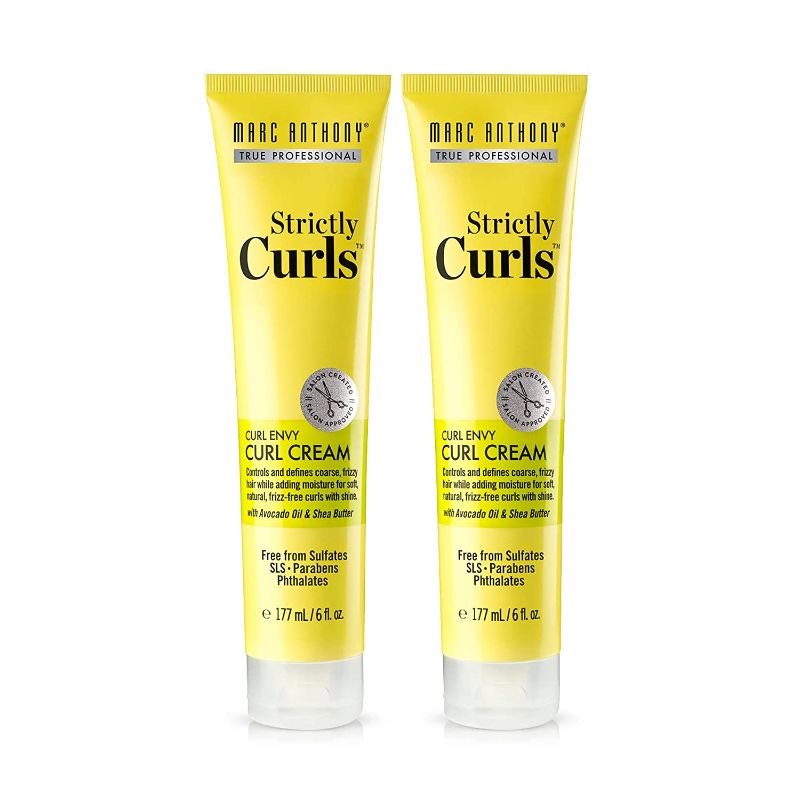 Photo 1 of 2 pack Marc Anthony Strictly Curls Defining Enhancing Cream– Shea Butter Vitamin E Avocado Oil Sulfate Free Anti Frizz Styling Product For Wavy Dry Damaged Curly Hair, Yellow, 2 Count
