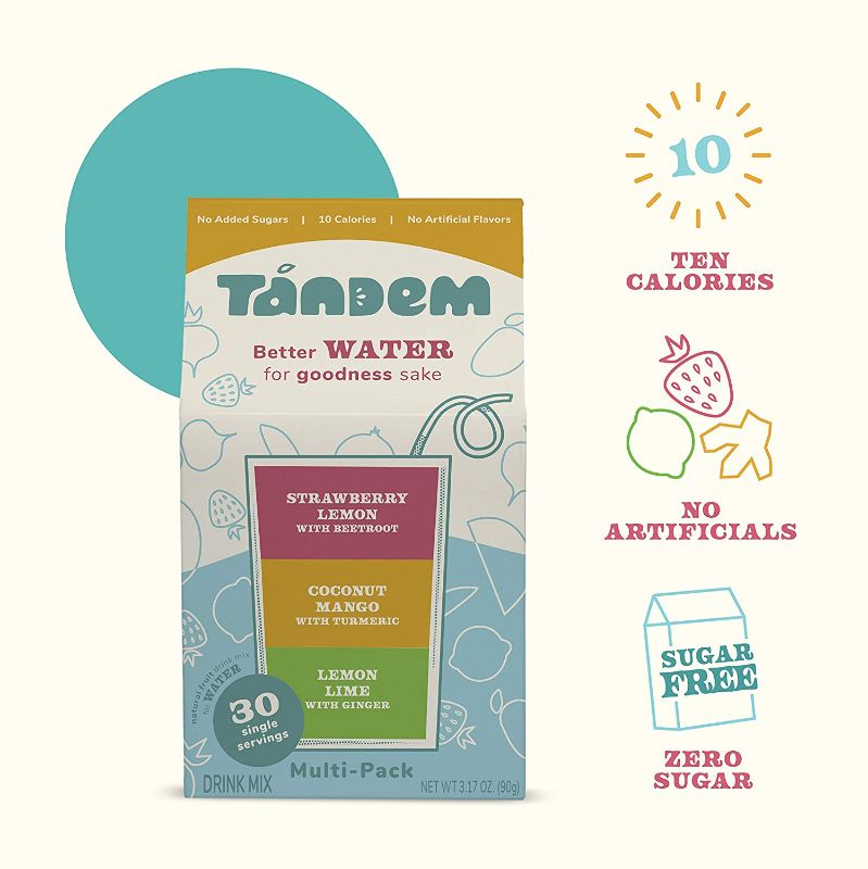 Photo 1 of exp 06-2022 ----Tandem Family Friendly Sugar-Free Drink Mix (30/box). NO SUGAR OR SWEETENERS. Retrain Your Taste Buds. Unsweet, Clean Ingredients - 10 calories. No Artificial Flavors.
