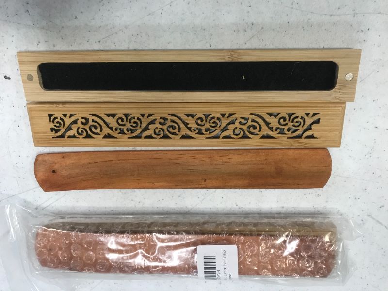 Photo 2 of 2 pcs 1.38 x 9.25 x 0.87 inches Incense Holder, Grace Incense Burner Bamboo, Upgraded Incense Stick Holder, Premium Incense Box Burner Ash Catcher
