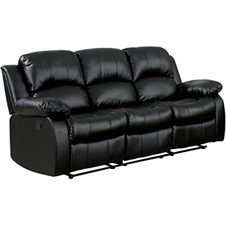 Photo 1 of Homelegance Resonance 83" Bonded Leather Double Reclining Sofa, Black
