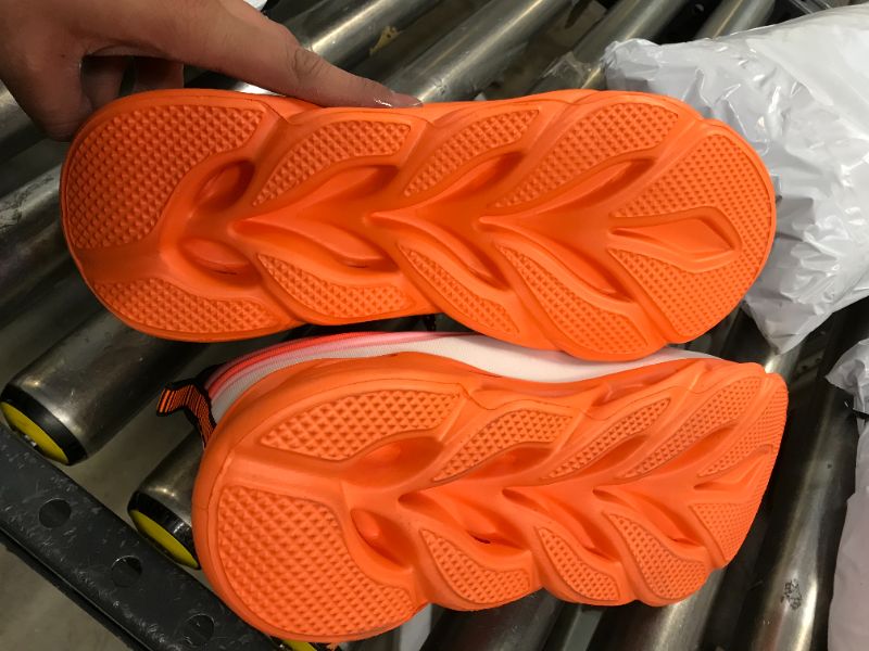 Photo 2 of GENERIC BRAND ORANGE STRIPED RUNNING SHOES WITH FOAM BOTTOMS SIZE 12