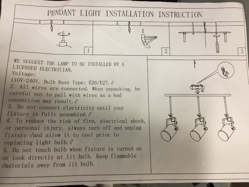 Photo 1 of 3 bulb hanging pendant light fixture