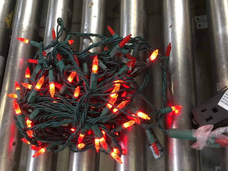 Photo 2 of Novelty Lights 50 Light Red Christmas Mini String Light Set, Green Wire, Indoor/Outdoor UL Listed, 11' Long

