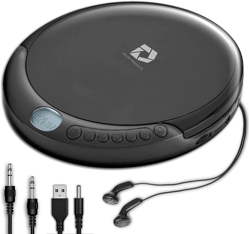 Photo 1 of Deluxe Products CD Player Portable with 60 Second Anti Skip, Stereo Earbuds, Includes Aux in Cable and AC USB Power Cable for use at Home or in Car
