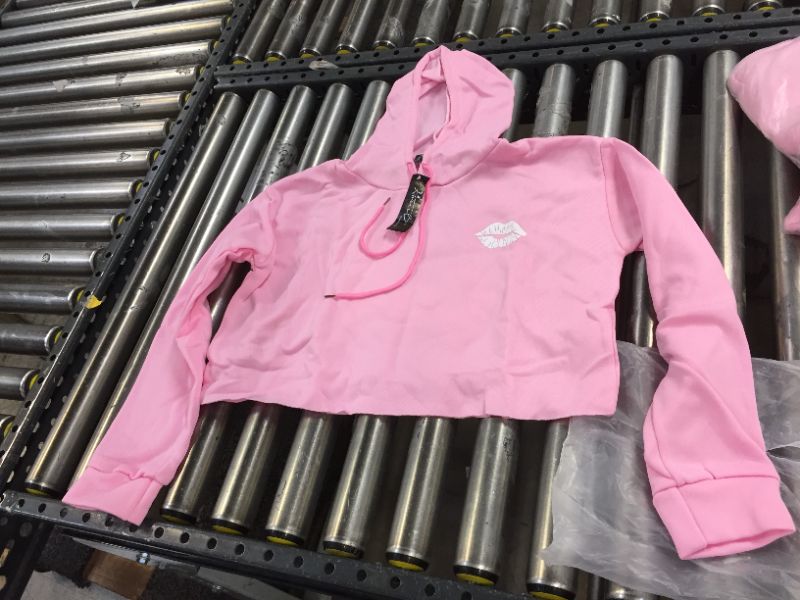 Photo 1 of MEDIUM PINK CROPTOP LONGSLEEVE HOODIE