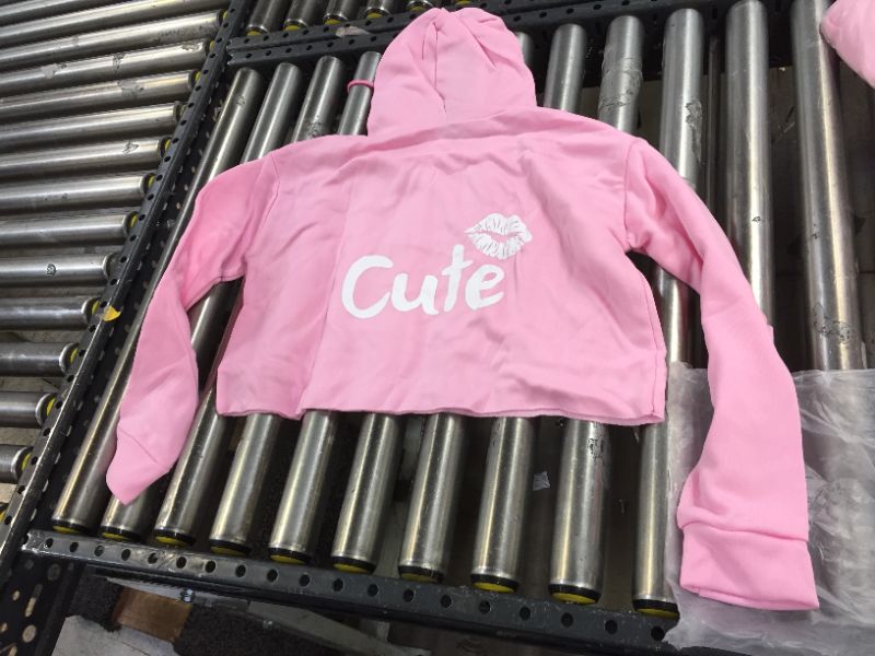 Photo 2 of MEDIUM PINK CROPTOP LONGSLEEVE HOODIE