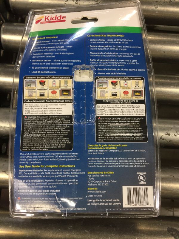 Photo 3 of Kidde Nighthawk Carbon Monoxide Detector, AC-Plug-In with Battery Backup, Digital Display
