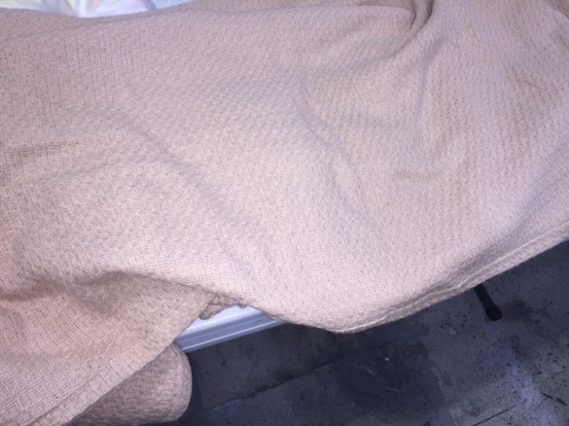 Photo 1 of Elvana Home 100% Cotton Bed Blanket, Breathable Bed Blanket King Size, Cotton Thermal Blankets King, Perfect for Layering Any Bed for All Season, Beige
