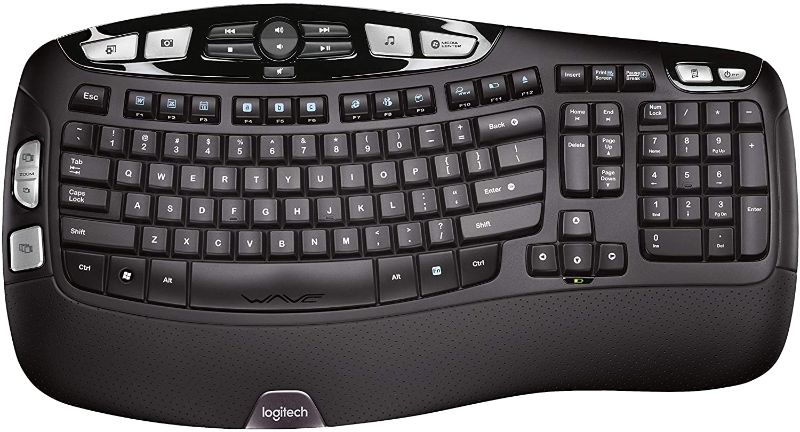 Photo 1 of Logitech K350 Wireless Wave Ergonomic Keyboard with Unifying Wireless Technology - Black