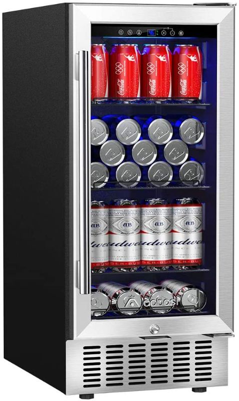 Photo 1 of AAOBOSI Beverage Refrigerator 15 Inch 94 Cans Built-in Beverage Cooler with Quiet Operation, Compressor Cooling System, Energy Saving, Adjustable Shelves, Ideal for Beer, Soda, Water or Wine
