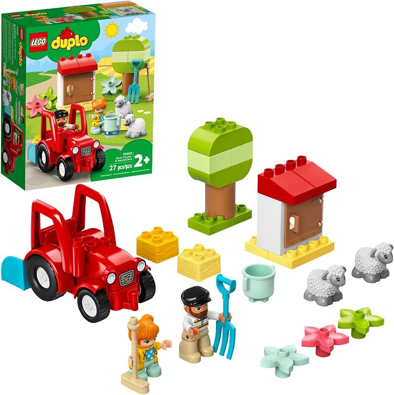 Photo 1 of LEGO DUPLO Town Farm Tractor & Animal Care 10950 Creative Playset for Toddlers with a Toy Tractor and 2 Sheep, New 2021 (27 Pieces)
