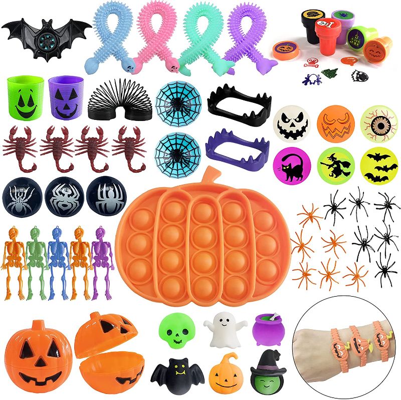 Photo 1 of 58 Pack Halloween Sensory Pop Fidget Packs Simple Mini Pop Dimple Toys for kids Halloween Party Favors,Trick or Treat,Halloween Miniatures,Halloween Goodie Bags

