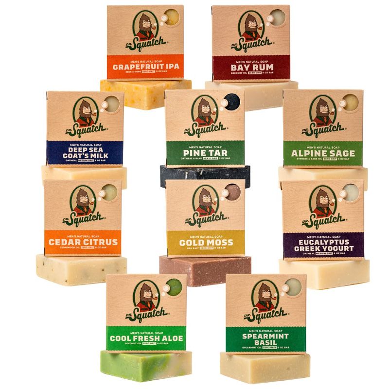 Photo 1 of Dr. Squatch Men's Soap Gift Set (10 Bars) – Pine Tar, Cedar Citrus, Bay Rum, Spearmint Basil, Grapefruit IPA, Cool Fresh Aloe, Alpine Sage, Eucalyptus Greek Yogurt, Deep Sea Goat's Milk, Gold Moss