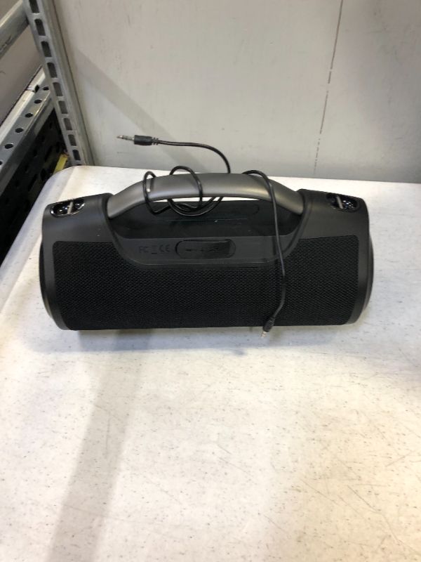 Photo 3 of MIATONE 60W Portable Bluetooth Speaker with Titanium Subwoofer, Outdoor Waterproof Wireless Loud Portable Big Bluetooth Speakers, Build-in 8000 mAh Power Bank for Camping Garden Party(Black)---COULD NOT TEST---MISSING CABLES----
