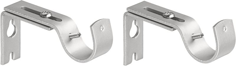 Photo 1 of Amazon Basics Adjustable Curtain Rod Wall Bracket Hooks, Set of 2, Silver Nickel 