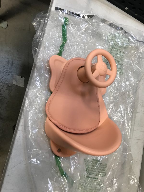Photo 1 of  Cute Baby Bath Seat with Non-Slip Soft Mat, Portable Baby Bathtub Seat with Steering Wheel, Backrest & Suction Cups for Stability, Infant Bath Seat for 0-3 Years Old, Pink