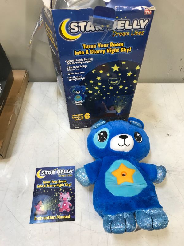 Photo 2 of Ontel Star Belly Dream Lites, Stuffed Animal Night Light, Cuddly Blue Puppy