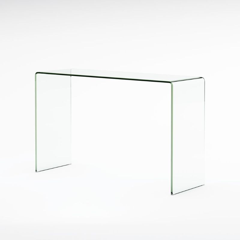 Photo 1 of Modern Rectangular Clear 12mm Tempered Glass Console Table
