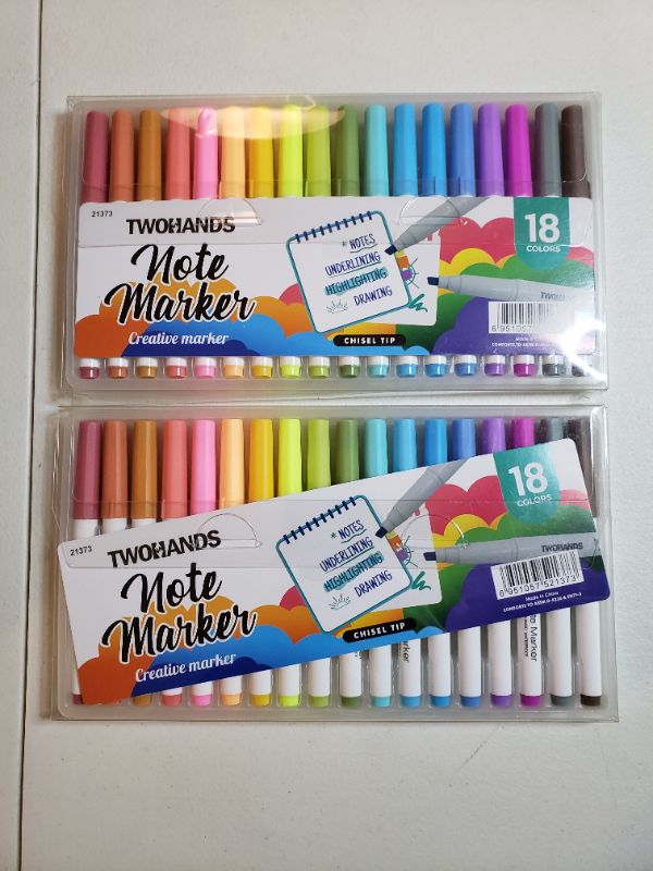 Photo 1 of TWOHANDS Highlighters,18 Assorted Pastel Colors,Creative Note Markers,Chisel Tip Marker Pens,21373
LOT OF 2.