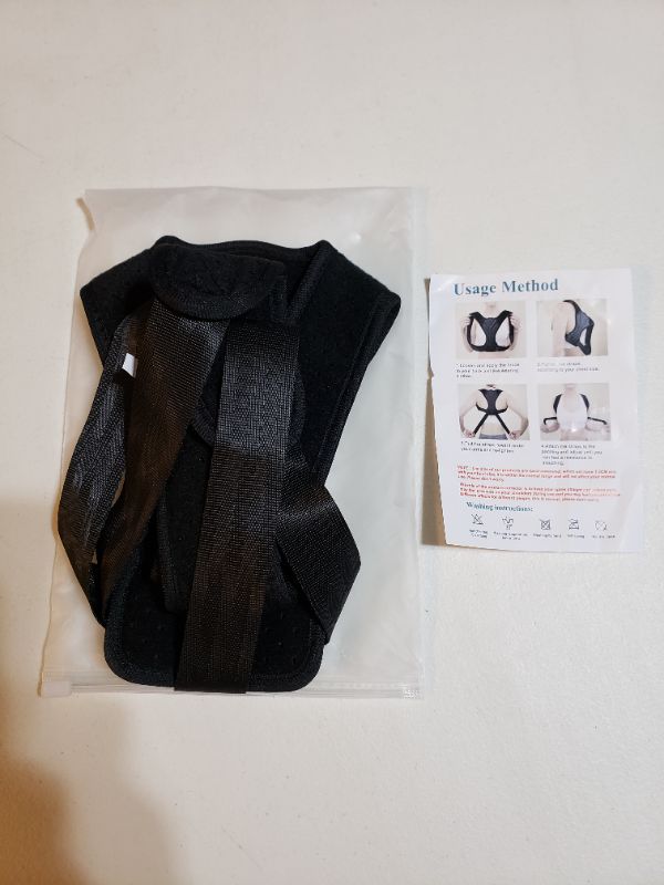 Photo 1 of BACK BRACE POSTURE CORRECTOR, BLACK, SIZE M. UNISEX.