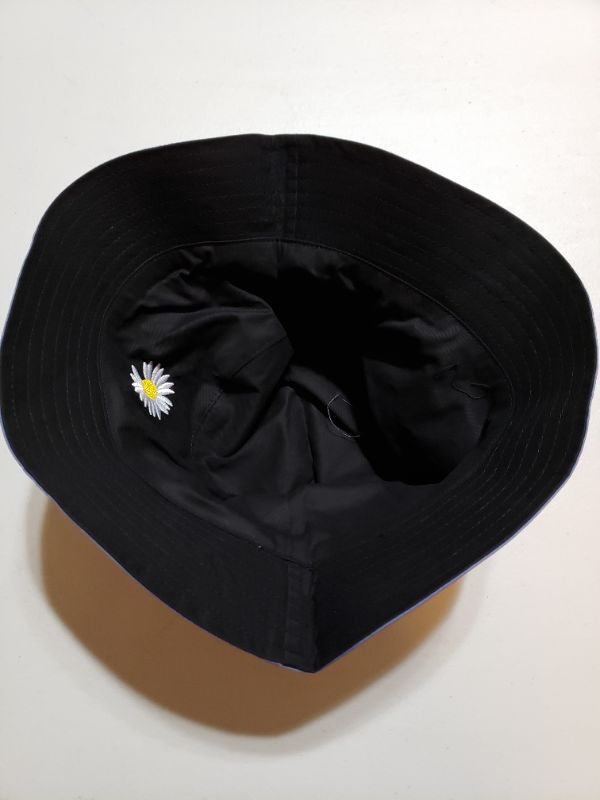 Photo 3 of BEACH STYLE SUN HAT WITH FLOWER LOGO, BLUE, ONE SIZE.