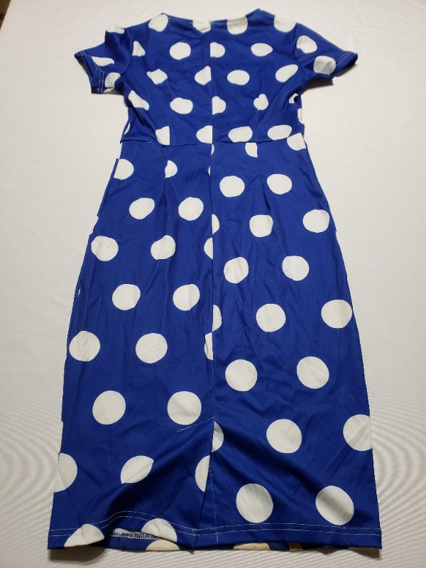 Photo 3 of WOMEN'S BLUE & WHITE POLKA DOT DRESS SIZE SMALL.