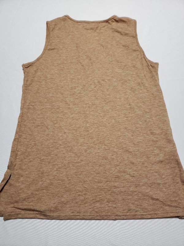 Photo 3 of WOMEN'S V-NECK TAN SLEEVLESS SHIRT, SIZE LARGE