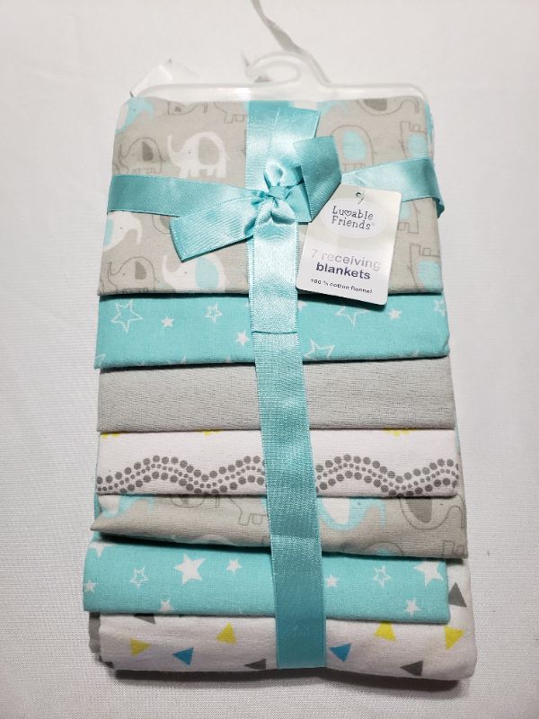 Photo 1 of Luvable Friends Unisex Baby Cotton Flannel Receiving Blankets Bundle, Basic Elephant, One Size
