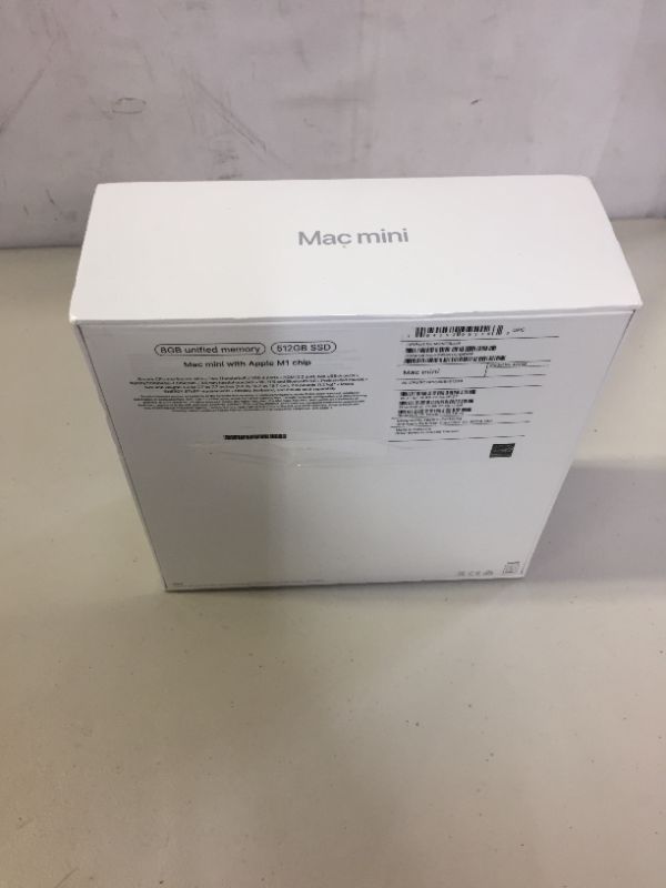 Photo 7 of 2020 Apple Mac Mini with Apple M1 Chip (8GB RAM, 512GB SSD Storage) (minor damages to packaging from exposure, factory sealed shut, brand new)
