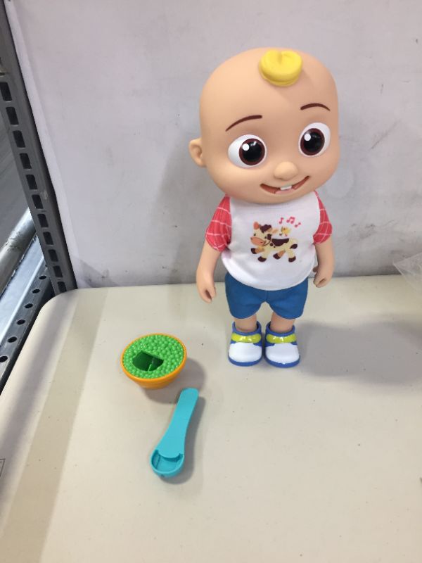 Photo 3 of CoComelon Deluxe Interactive JJ Doll - Includes JJ, Shirt, Shorts, Pair of Shoes, Bowl of Peas, Spoon