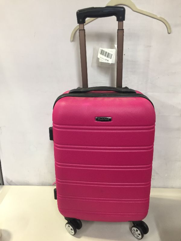 Photo 2 of Rockland Melbourne Hardside Expandable Spinner Wheel Luggage, Mint, Carry-On 20-Inch
(DAMAGES TO HANDLE WONT GO DOWN, DIRT AND SCRATCHES ON ITEM)