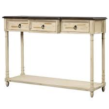 Photo 1 of 52 in. Beige Standard Rectangle Wood Console Table with 3-Drawers
