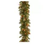 Photo 1 of National Tree Company 9' Wintry Pine Garland With Cones, Red Berries, Snowflakes