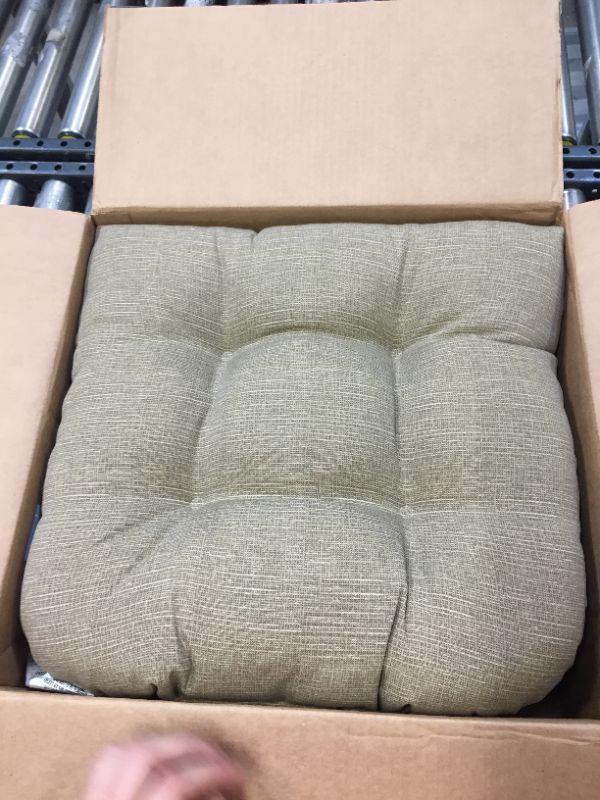 Photo 1 of  Pillow Perfect Textured Solid Outdoor Wicker Seat Cushions - 19 x 19 in