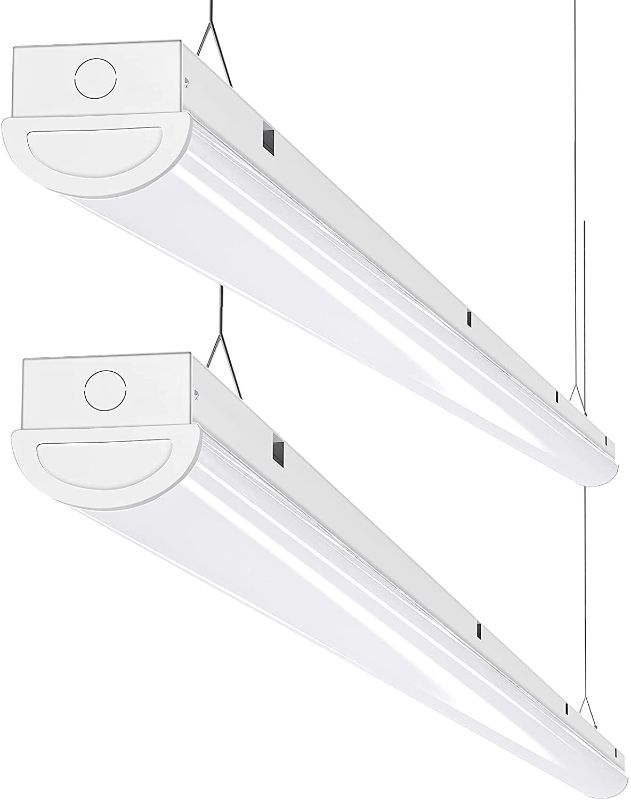 Photo 1 of  110W LED Shop Light 8FT Linear Strip Lights Linkable, 12000 Lumens, 5000K, 8 Foot Garage Lights, Surface Mount and Hanging Ceiling Lighting Fixture, 2 Pack
