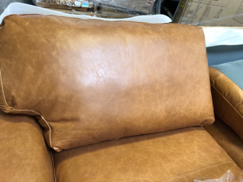 Photo 5 of Amazon Brand – Stone & Beam Lauren Genuine Leather Down-Filled Oversized Sofa Couch, 89"W, Cognac
