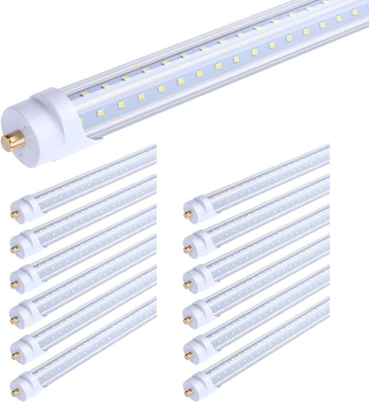Photo 1 of 65W T8 V Shaped 8FT LED Tube Light 270 Angle, Single Pin FA8 Base 7800LM 5000K Natural White, 8 Foot Double Side (150W LED Fluorescent Bulbs Replacement),Dual-Ended Power AC 85-277V 12 Pack