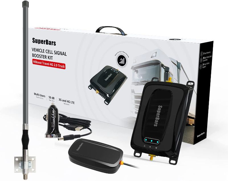 Photo 1 of SuperBars Cell Phone Signal Booster for Truck, RV, SUV, Camping, Motorhome. Bendable Antenna. Cell Phone Booster for All U.S. Carriers-Verizon AT&T T-Mobile Sprint & More, FCC Approved