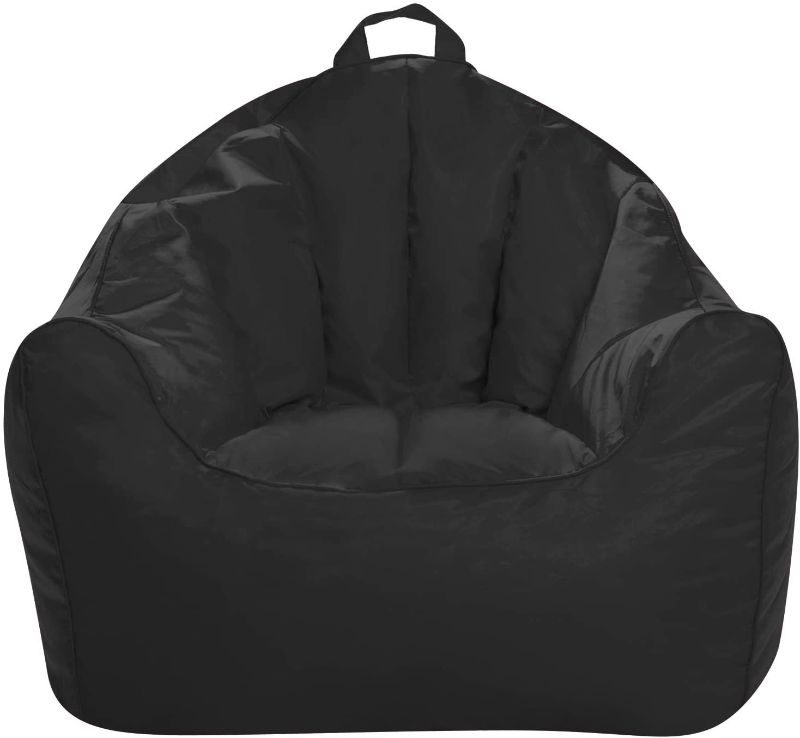 Photo 1 of Posh Creations Structured Comfy Bean Bag Chair for Gaming, Reading, and Watching TV, Malibu Lounge, Soft Nylon - Black