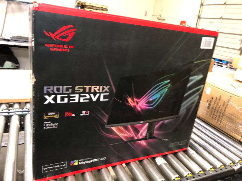 Photo 7 of ASUS ROG Strix 31.5” 1440P Curved Gaming Monitor (XG32VC), QHD (2560 x 1440), 170Hz, 1ms, Extreme Low Motion Blur Sync, FreeSync Premium Pro, HDMI DisplayPort USB 3.0 Type C, 125% sRGB, DisplayHDR 400